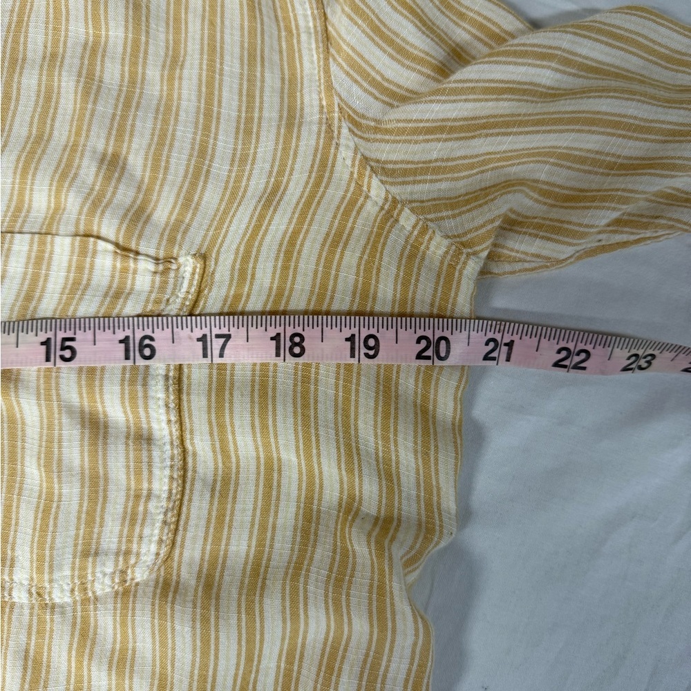 American Eagle Women Dress Shirt Striped Yellow Size M Long Sleeve Button Up - Picture 6 of 7